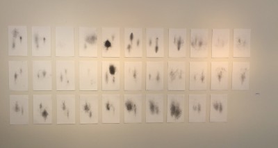 Sarah Irvin, “Rocking Chair Drawings, Months 1-2,” graphite on paper, 13” x 8” each.