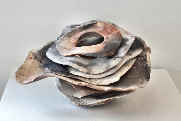 Gallery 3 - Julie Zirlin’s “Wave Vessel” is an undulating ceramic piece.