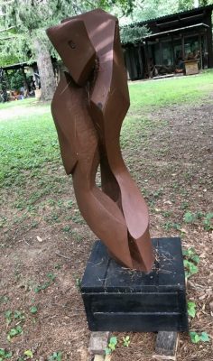 Abstract sculpture in painted wood