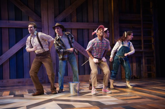 Gallery 1 - The cast sings barnyard songs. From left, Matthew Schleigh, Jonathan Feuer, Timotheus German, Javier del Pilar and Moira Todd.