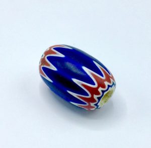 This Old Chevron collectible glass bead was made in Venice, Italy.