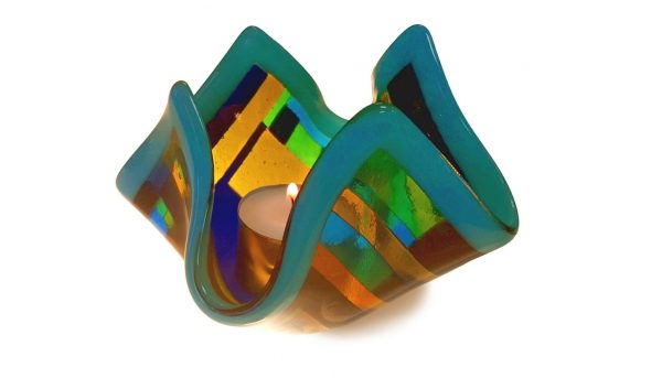 Laurie Hartmann’s tealight holder, fused glass