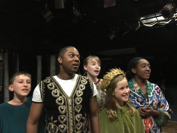 The Players, from left, Stephen (Zachary Singer), Rodrigo (Carlos Reaves), Gwendolyne (Rebecca Shoer), Magda (Claire Gunthert) and Apple (Olivia Waymer) are beginning their quest to find She of the Moon.