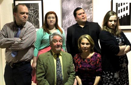 The cast. Seated are the Fosters (Dino Coppa and Carole Preston). Standing are Bob Phillips (Peter Rouleau), Mary and William Detweiller (Elizabeth A. Weiss and Randy Lindsay) and Teresa Phillips (Margo Weill).