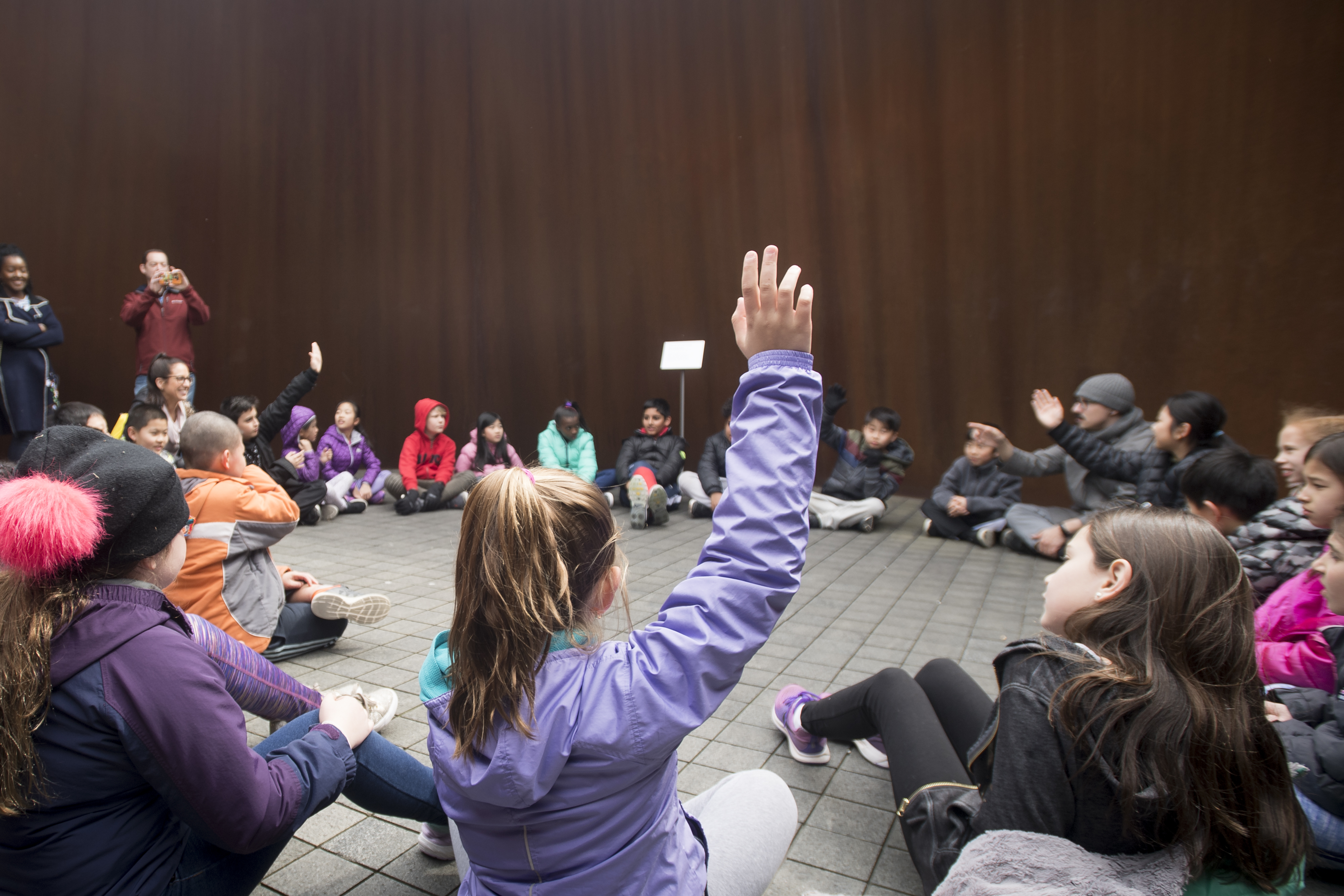 A partnership of Montgomery County Public Schools, Glenstone Museum and Strathmore, Think Big Café is a multidisciplinary, year-long experience for fourth-graders from different schools who go on field trips to Glenstone to study sculpture, then get together at AMP by Strathmore to process what they learned.