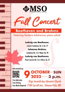 MSO Fall Concert, "Beethoven and Brahms"